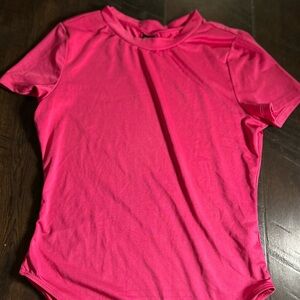 Women’s Fitted Short-Sleeve Bodysuit - Hot Pink
